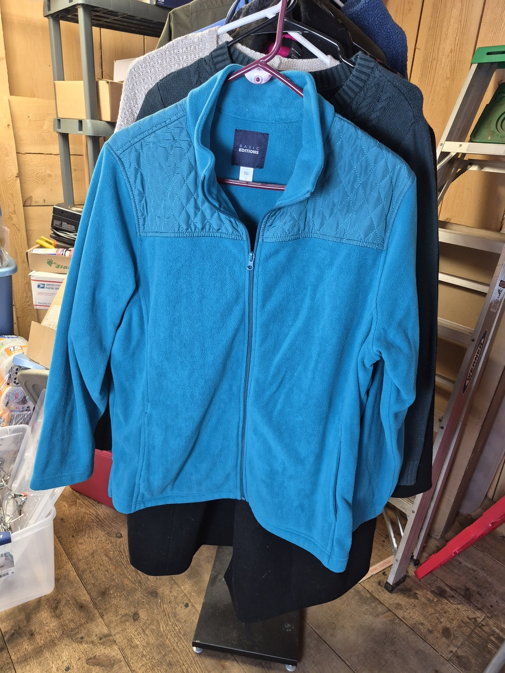 Basic Editions Teal Full-Zip Teddy Jacket Bin 58